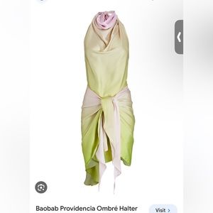 Baobab providencia ombré halter dress pink light green silk